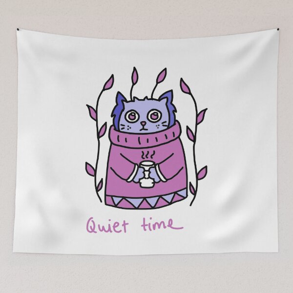 Item preview, Quiet Time Purple Cat - Serene Hygge Illustration designed and sold by J-Mindful.