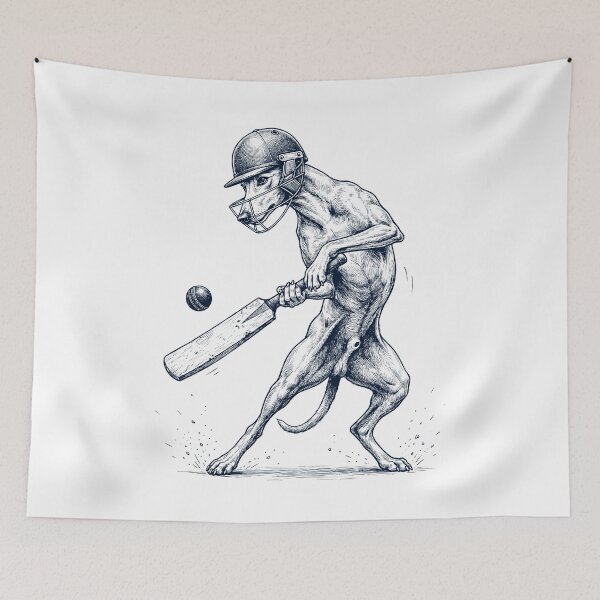 Item preview, Vintage Greyhound Playing Cricket Player Dog Lover designed and sold by DoodleTortle.