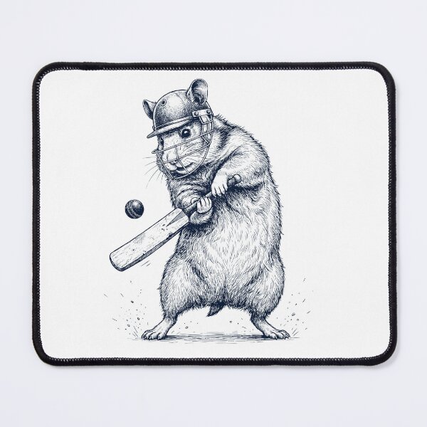 Item preview, Vintage Hamster Playing Cricket Player Animal Lover designed and sold by DoodleTortle.