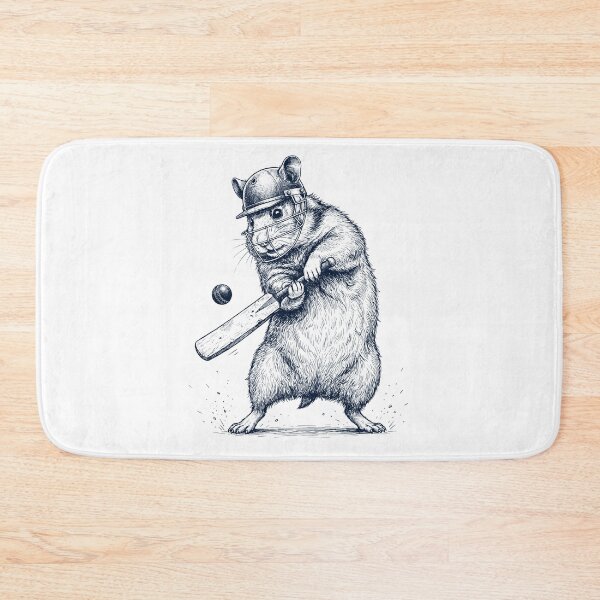 Item preview, Vintage Hamster Playing Cricket Player Animal Lover designed and sold by DoodleTortle.