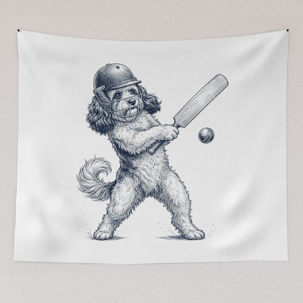 Item preview, Vintage Havanese Playing Cricket Player Dog Lover designed and sold by DoodleTortle.