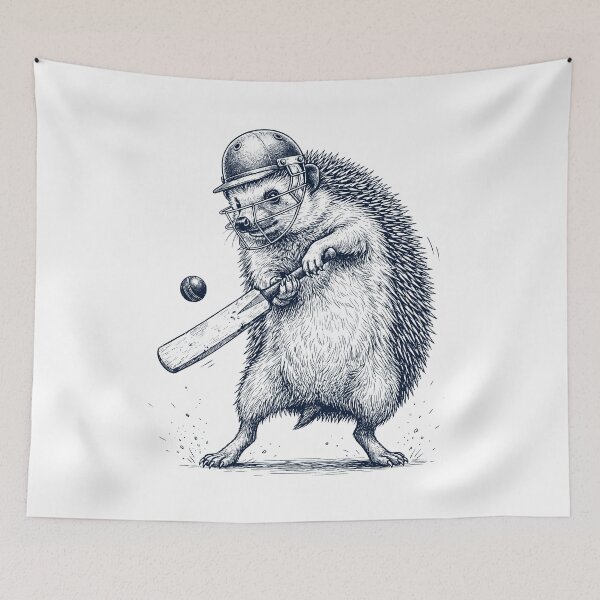 Artikelvorschau, Vintage-Igel spielt Cricket – Tierliebhaber entworfen und verkauft von DoodleTortle.