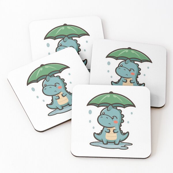 Item preview, Tiny Dinosaur in Rain Sticker — Sad But Cute Aesthetic Decal for Laptop and Journal designed and sold by Stick_It_With_Love.