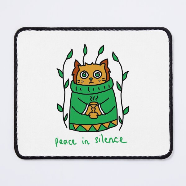 Item preview, Peace In Silence Cat - Green Nature Spirit Doodle designed and sold by J-Mindful.