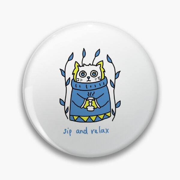 Item preview, Sip And Relax White Cat - Blue Winter Comfort Art designed and sold by J-Mindful.