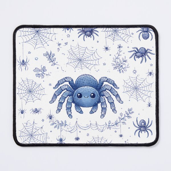 Item preview, Cute Spider in Web Blue Vintage Illustration designed and sold by GogaVibeRe.