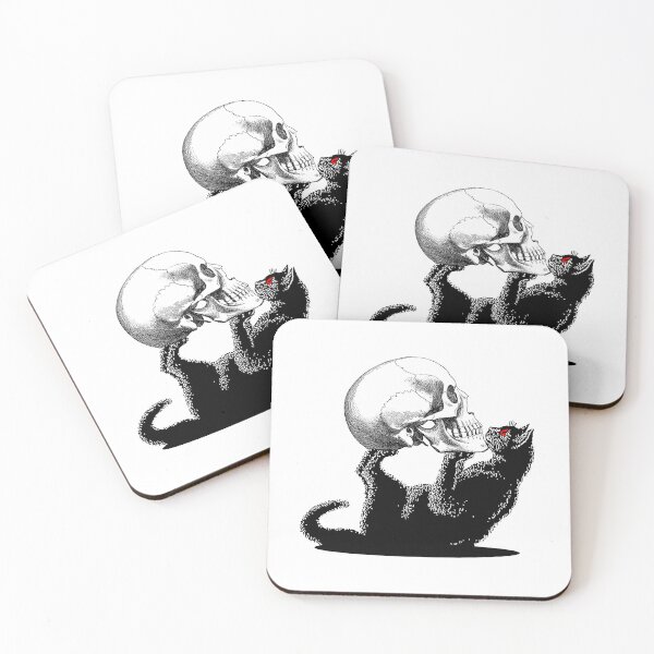Item preview, Black cat play with skull designed and sold by leong732.