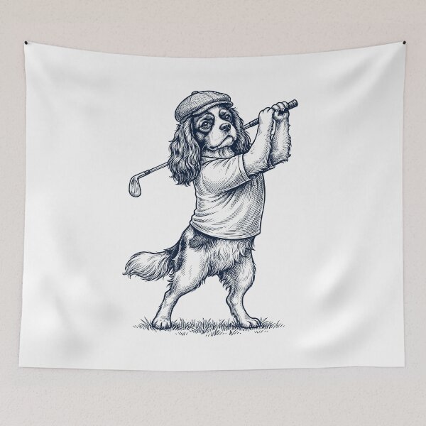 Item preview, Vintage Cavalier King Charles Spaniel Playing Golf Golfer Dog Lover designed and sold by TerryConnells.