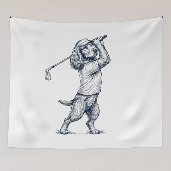 Item preview, Vintage Cocker Spaniel Playing Golf Golfer Dog Lover designed and sold by TerryConnells.