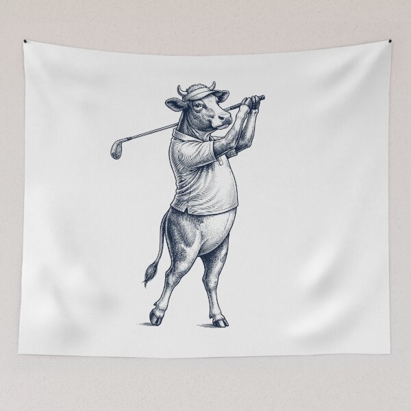 Item preview, Vintage Cow Playing Golf Golfer Animal Lover designed and sold by TerryConnells.