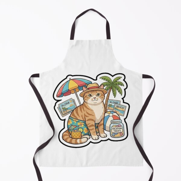 Item preview, Cute Ginger Cat on Tropical Beach Vacation Sticker designed and sold by Purely Art Shop.