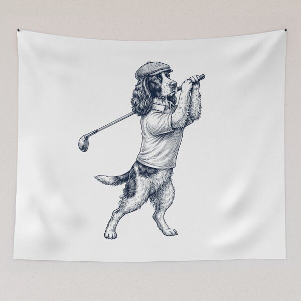 Item preview, Vintage English Springer Spaniel Playing Golf Golfer Dog Lover designed and sold by TerryConnells.