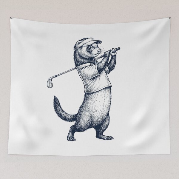 Item preview, Vintage Ferret Playing Golf Golfer Animal Lover designed and sold by TerryConnells.