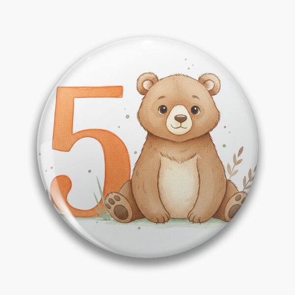 Item preview, Watercolor bear with the number 5 designed and sold by Motivburg.