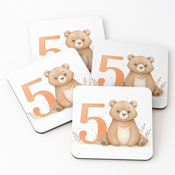 Item preview, Watercolor bear with the number 5 designed and sold by Motivburg.
