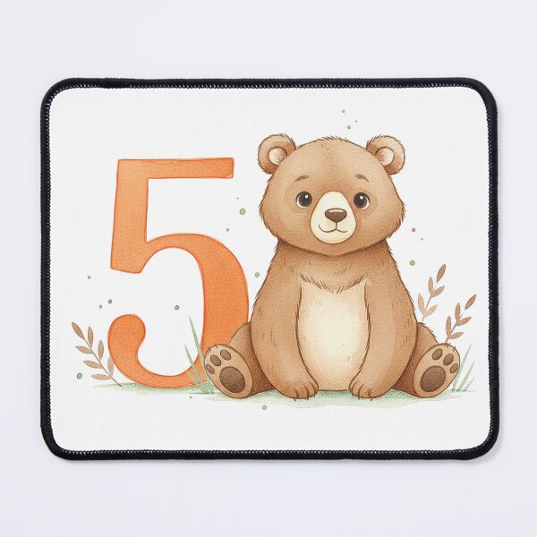 Item preview, Watercolor bear with the number 5 designed and sold by Motivburg.
