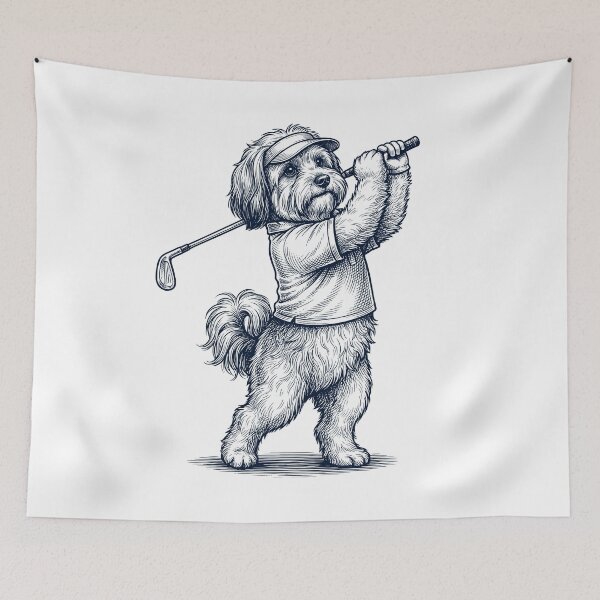 Item preview, Vintage Havanese Playing Golf Golfer Dog Lover designed and sold by TerryConnells.
