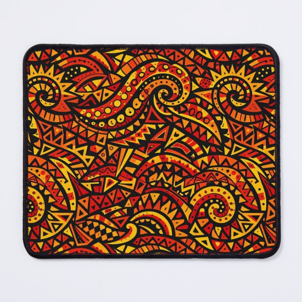 Item preview, Solar Flare - Fiery Orange Tribal Swirl Seamless Pattern designed and sold by myforestfog.