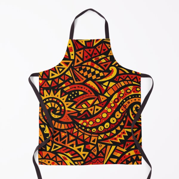 Item preview, Solar Flare - Fiery Orange Tribal Swirl Seamless Pattern designed and sold by myforestfog.