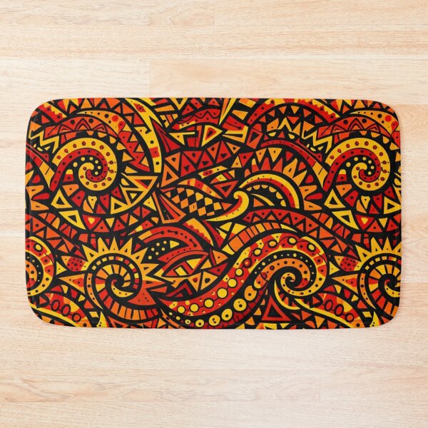 Item preview, Solar Flare - Fiery Orange Tribal Swirl Seamless Pattern designed and sold by myforestfog.