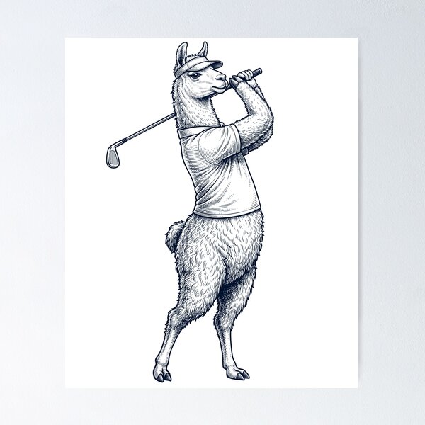 Item preview, Vintage Llama Playing Golf Golfer Animal Lover designed and sold by TerryConnells.