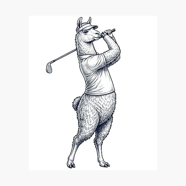 Item preview, Vintage Llama Playing Golf Golfer Animal Lover designed and sold by TerryConnells.