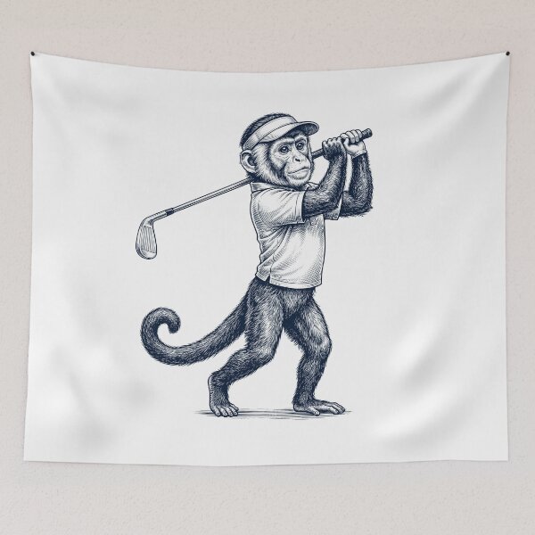 Item preview, Vintage Monkey Playing Golf Golfer Animal Lover designed and sold by TerryConnells.