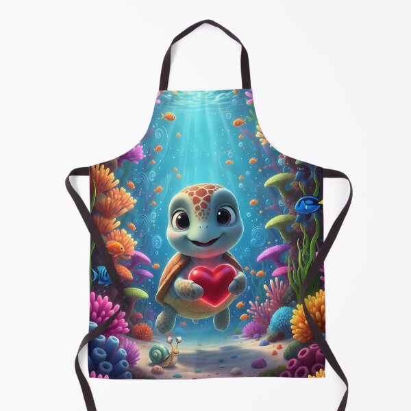 Item preview, Adorably Cute Turtle with Heart - Vibrant Undersea Art designed and sold by Art-Inspir-AI.