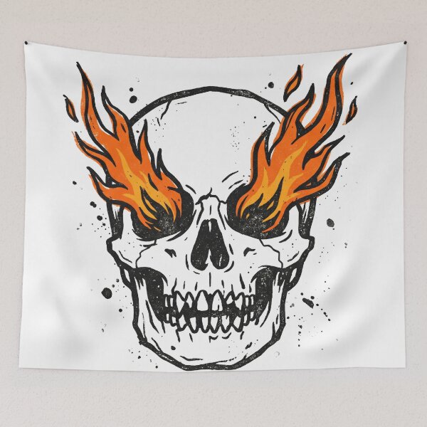 Item preview, Flaming Eyes Skull Graphic Illustration designed and sold by seven things shop.