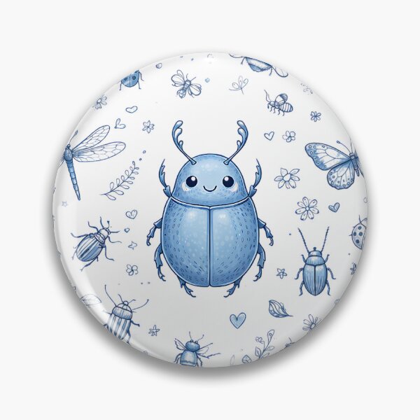 Item preview, Cute Beetle Blue Vintage Illustration designed and sold by GogaVibeRe.