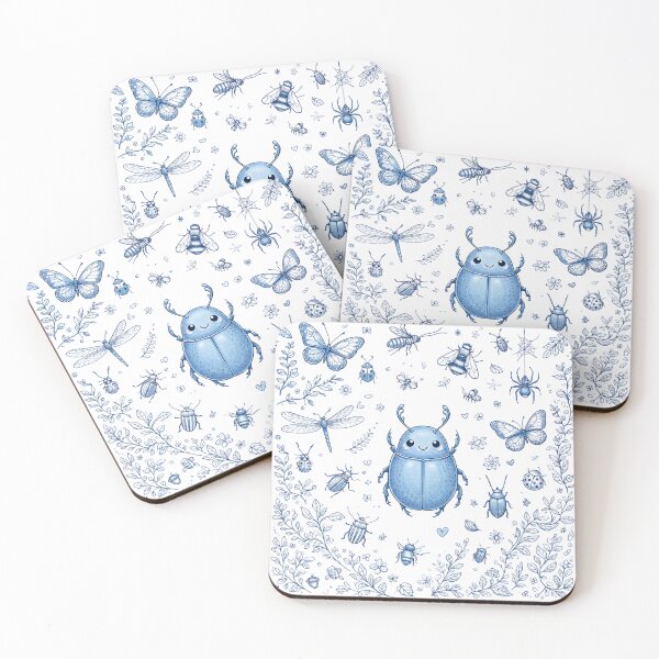Item preview, Cute Beetle Blue Vintage Illustration designed and sold by GogaVibeRe.