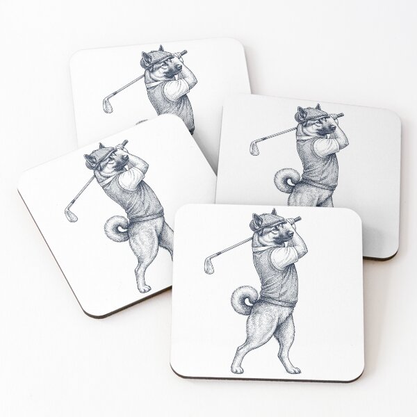Item preview, Vintage Norwegian Elkhound Playing Golf Golfer Dog Lover designed and sold by TerryConnells.
