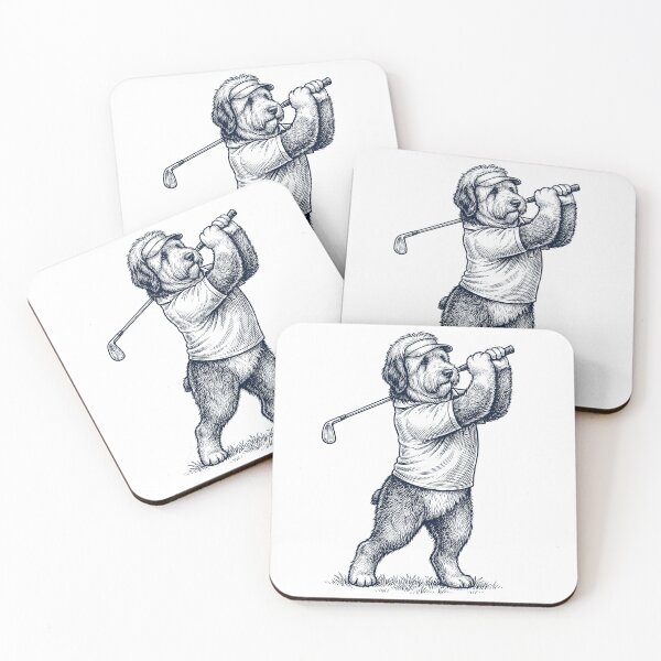 Item preview, Vintage Old English Sheepdog Playing Golf Golfer Dog Lover designed and sold by TerryConnells.