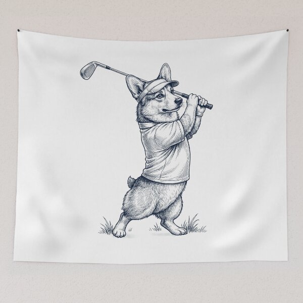 Item preview, Vintage Pembroke Welsh Corgi Playing Golf Golfer Dog Lover designed and sold by TerryConnells.