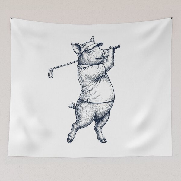Item preview, Vintage Pig Playing Golf Golfer Animal Lover designed and sold by TerryConnells.