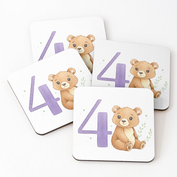 Item preview, Watercolor bear with the number 4 designed and sold by Motivburg.