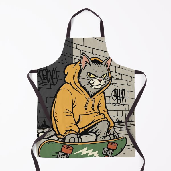 Item preview, Street Cat : Urban Skater in Yellow Hoodie designed and sold by 1434s.