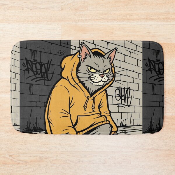 Item preview, Street Cat : Urban Skater in Yellow Hoodie designed and sold by 1434s.