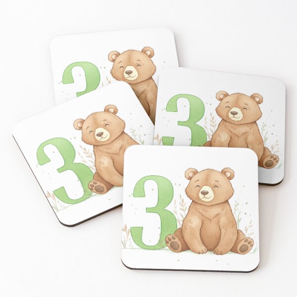 Item preview, Watercolor bear with the number 3 designed and sold by Motivburg.