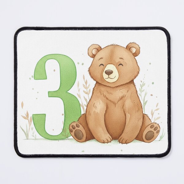 Item preview, Watercolor bear with the number 3 designed and sold by Motivburg.