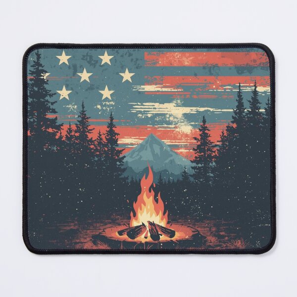 Item preview, Retro Campfire Under Stars in Patriotic Night Colors designed and sold by KapiPrint.