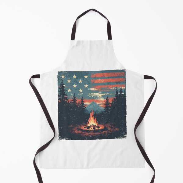 Item preview, Retro Campfire Under Stars in Patriotic Night Colors designed and sold by KapiPrint.
