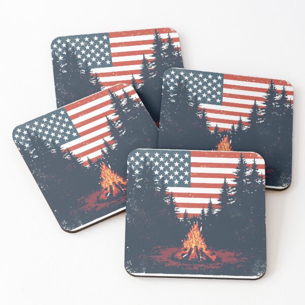 Item preview, Retro Campfire Under Stars in Patriotic Night Colors designed and sold by KapiPrint.