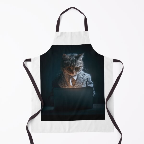 Item preview, A leopard-striped cat in a tweed suit is diligently working. designed and sold by khemjiraphoto.