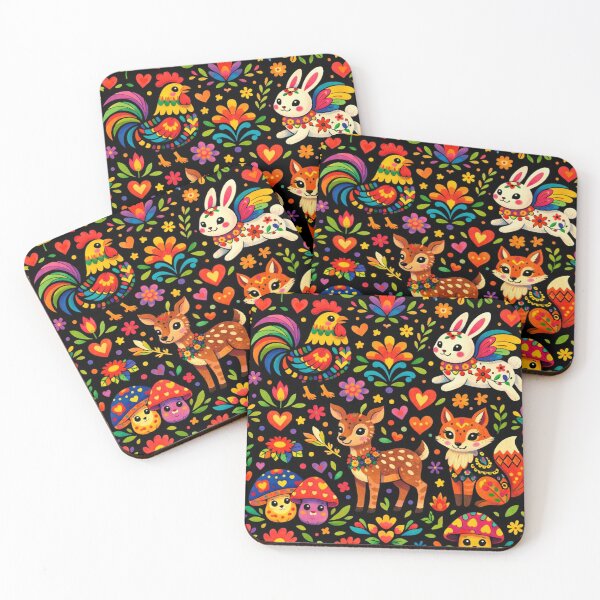 Item preview, Folk Art Forest Friends - Cute Floral Fox, Deer, and Bunny Pattern designed and sold by myforestfog.