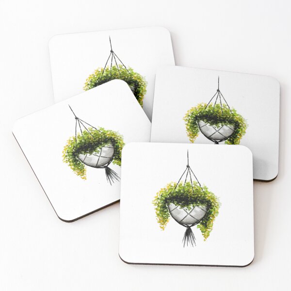 Item preview, Watercolor Hanging Plant with Geometric Pot Sticker | Boho Botanical Art designed and sold by Little Bloom Studio.