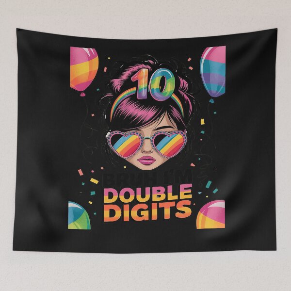 Item preview, Bruh I’m Double Digits 10th Birthday Girl Messy Bun Tie Kids designed and sold by Sutvaomom.