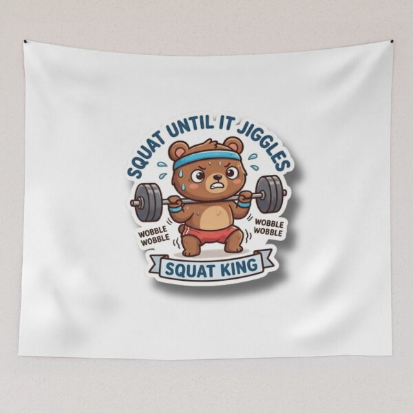 Item preview, Squat King motivational Bear Gym Sticker designed and sold by K-Vibe Design Studio.