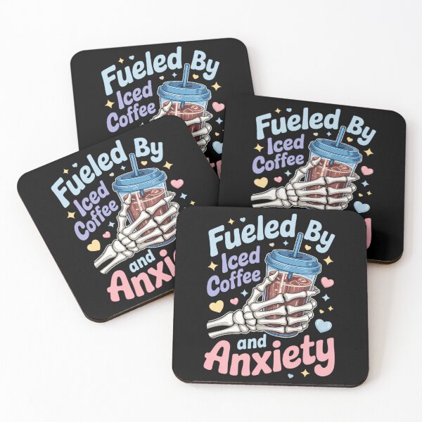 Item preview, Fueled By Iced Coffee & Anxiety Coffee Latte & Espresso Fans designed and sold by VENOM0RIOT.