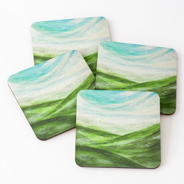 Item preview, Serene Green Hills Landscape Painting | Abstract Nature Sky Art Print designed and sold by Little Bloom Studio.